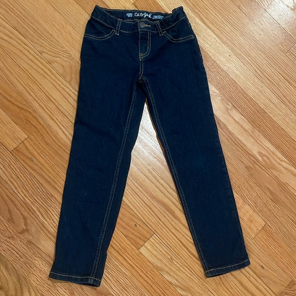 Cat & Jack dark indigo blue denim jean stretch skinny girls size 6